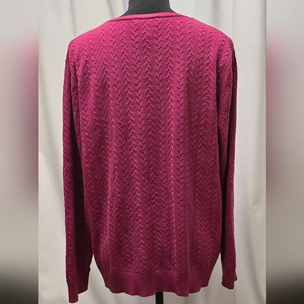 Women's Talbots Dark Pink Cable Knit V-Neck Sweater 1X - Picture 2 of 4